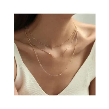 Gold 1pc Multi Layered Necklace
